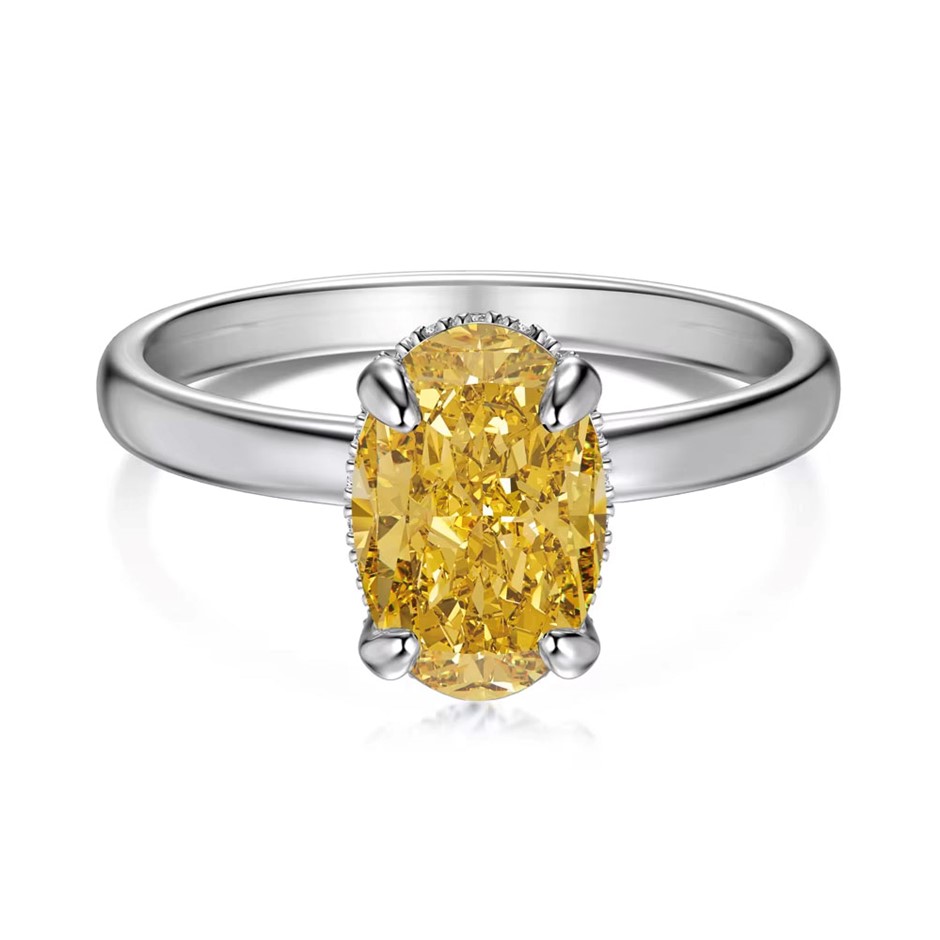 1.5ct Oval 8A Cubic Zirconia 925 Sterling Silver Ring - Size 7