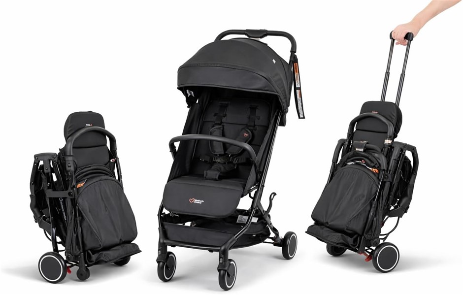 Mother's Choice Ruby Ultra Compact Trolley Stroller, Black - Lightweight, C
