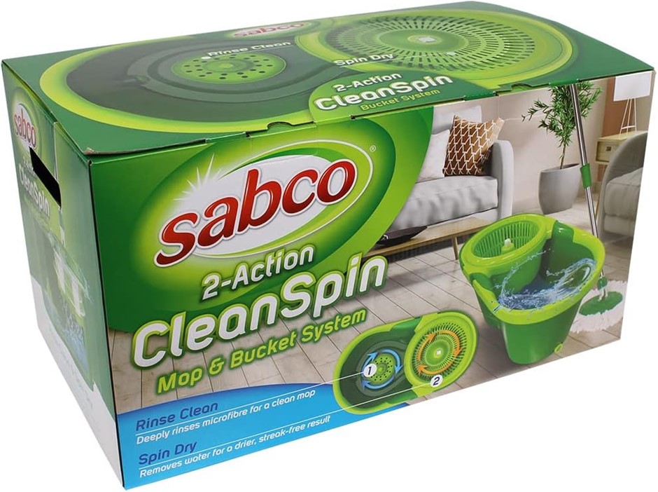 SABCO Clean Spin Mop and Bucket System, Green.
