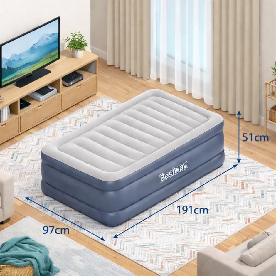 Bestway Tritech Twin Air Matress with Built-in AC Pump, Inflatable Air Bed,