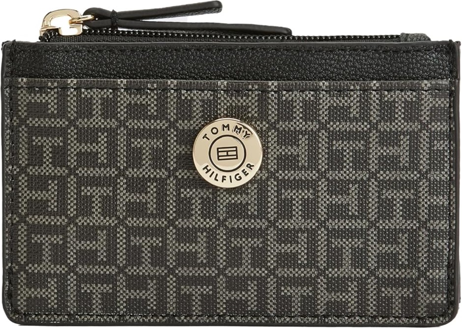 TOMMY HILFIGER Women's Mimi Zip Credit Card Wallet, Black RRP $99