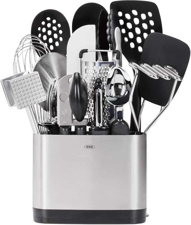 OXO 1069228 Good Grips 15-Piece Everyday Kitchen Tool Set Silver