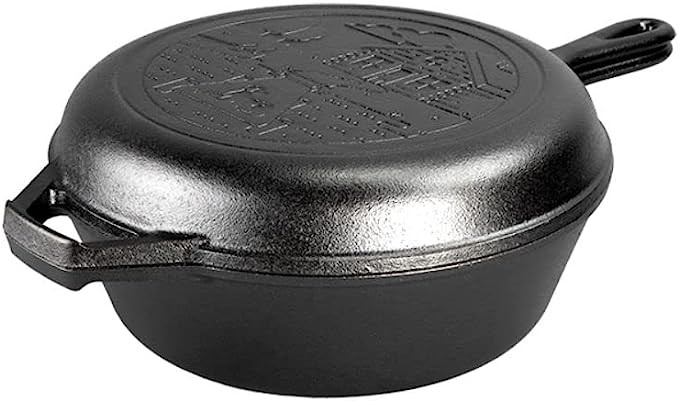 LODGE 3.2 Quart Cast Iron Cabin Combo Cooker, Black. NB: no box