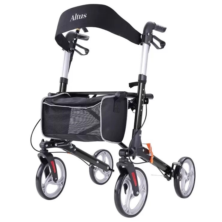 Altus Deluxe Euro Style Walker Rollator 10 Inch Wheel Black Altus Deluxe Eu