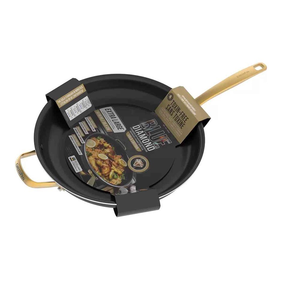 BLUE DIAMOND Family Enahnced Non-Ceramic Gold Edition Frypan, 34cm. N.B: Sl
