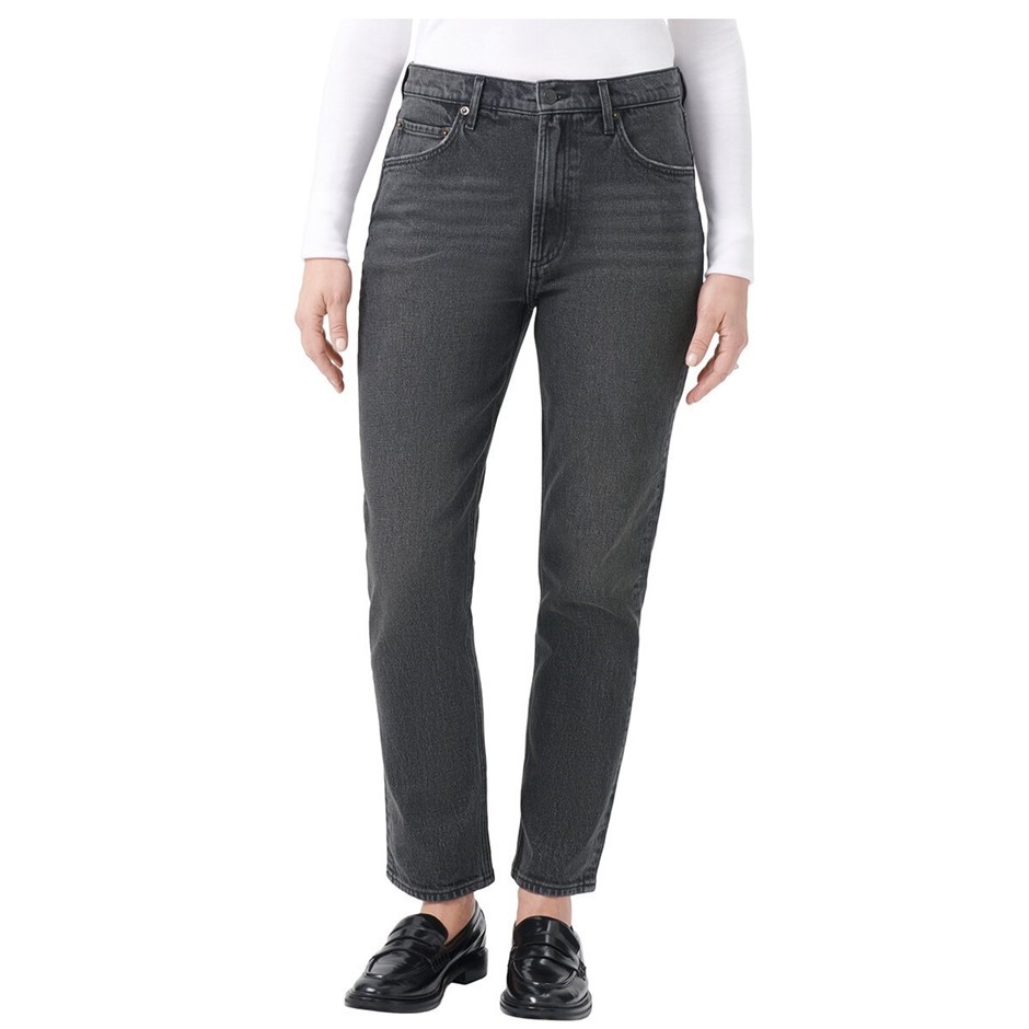 SIGNATURE Women's High-Rise Straight Jean, Size 2, 99% Cotton, Black.  Buye