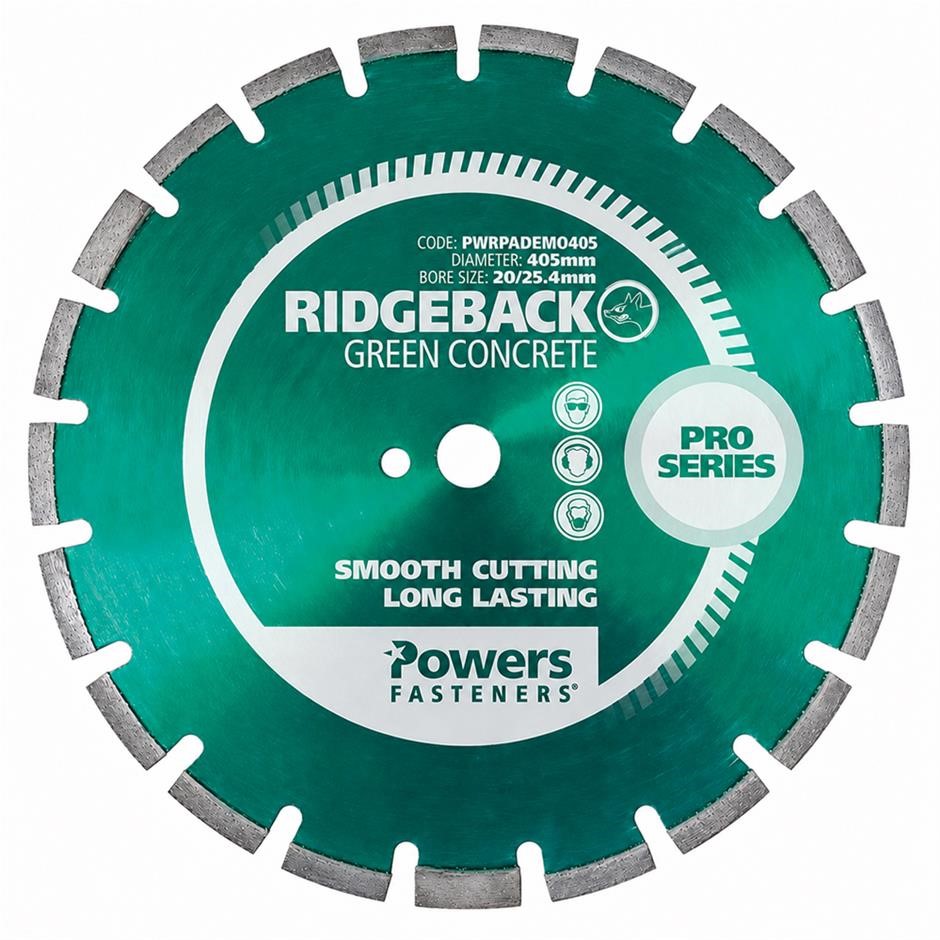 POWERS RIDGEBACK 405mm Diamond Segmented Abrasive Blade, Green.
