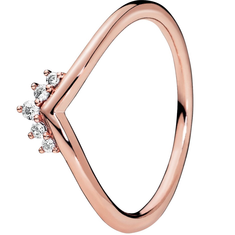 Pandora Rose Tiara Wishbone Ring w Clear CZ Size 48