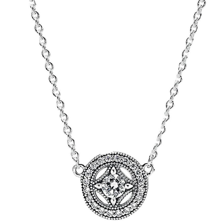 VINTAGE ALLURE SILVER COLLIER NECKLACE WITH CZ