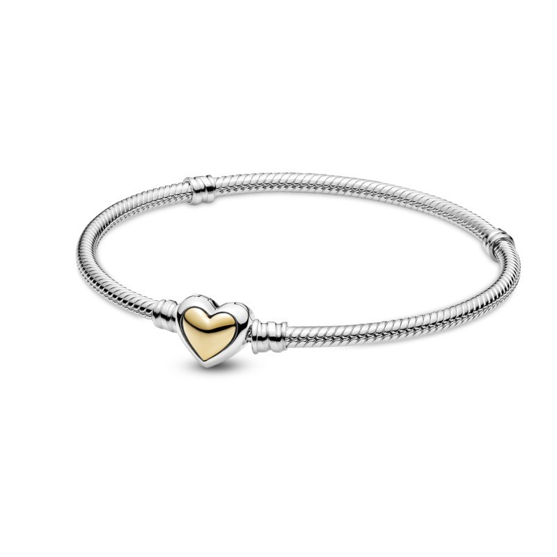 SNAKE CHAIN STERLING SILVER BRACELET HEART CLASP SIZE 19CM