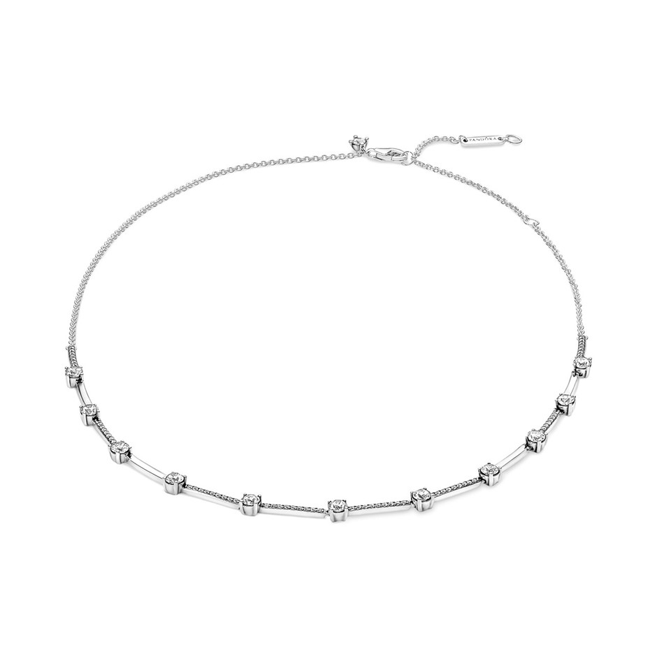 Sterling silver collier with clear cubic zirconia