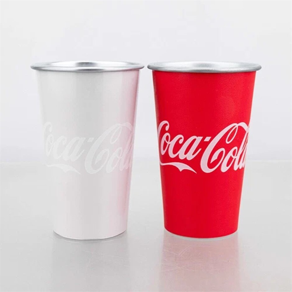 2 x 470ml Coca Cola Colour Changing Cup Temperature Sensitive Aluminium Dri