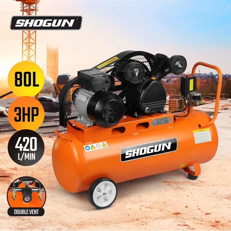 3HP Portable Belt Drive Air Compressor 80L Tank 420L/min Pump Inflator