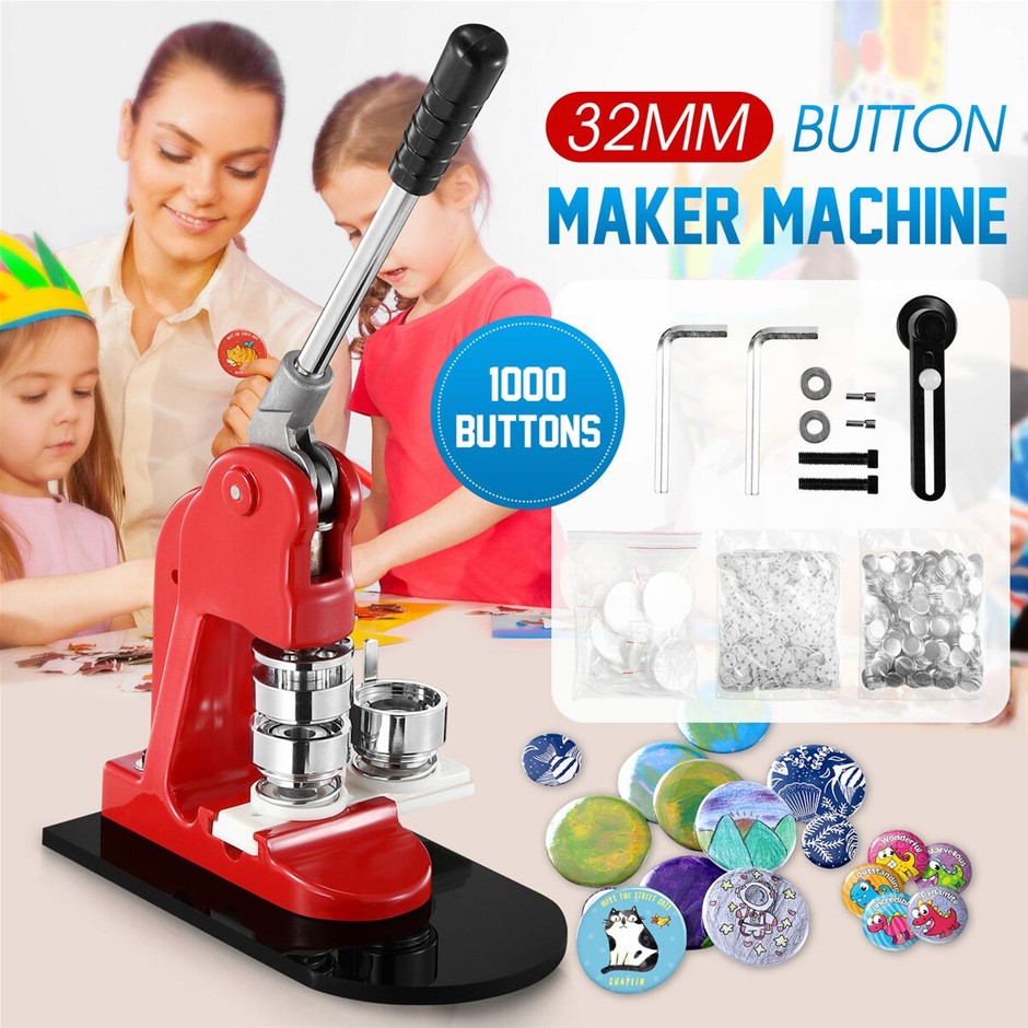 32mm Button Badge Maker Machine Kit 1000 Buttons Pin Press with Cutter