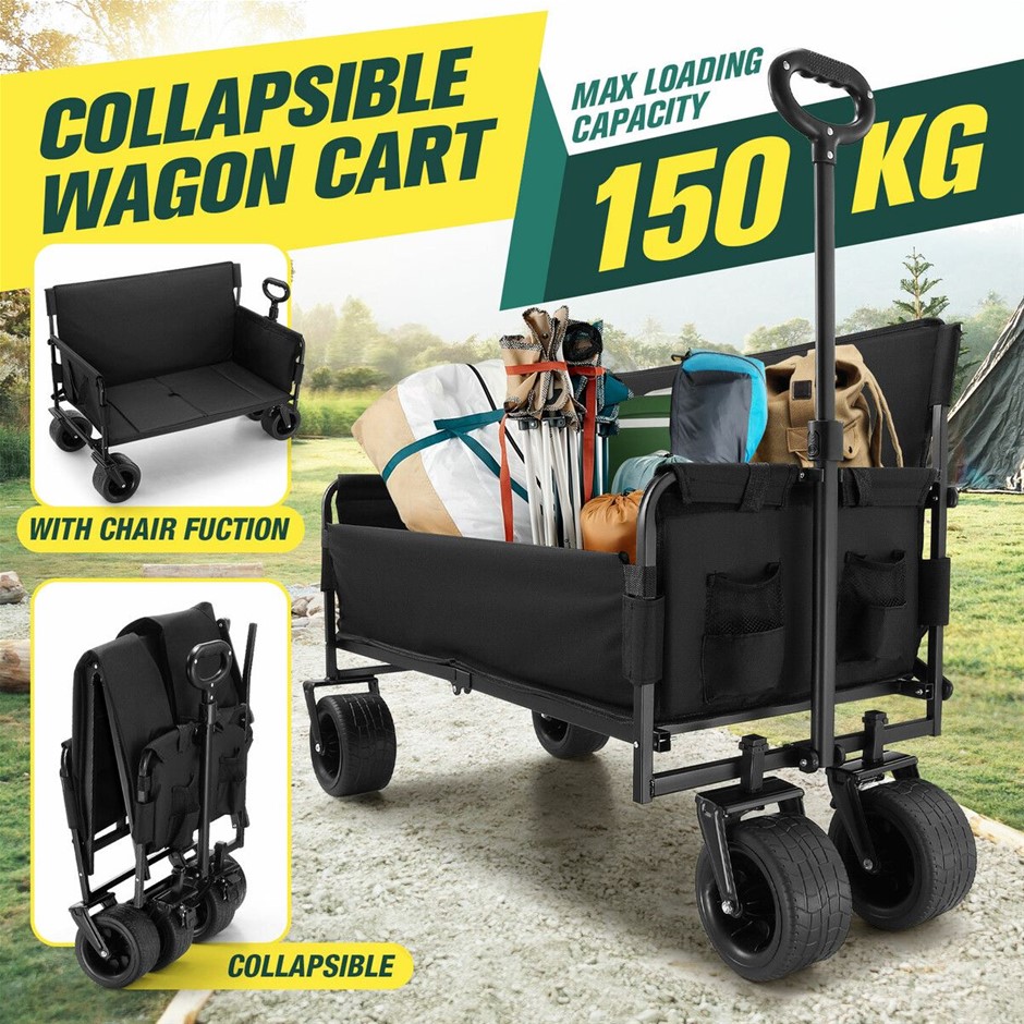 Foldable Utility Wagon Cart 150kg for Beach Garden Camping Picnic Shopping