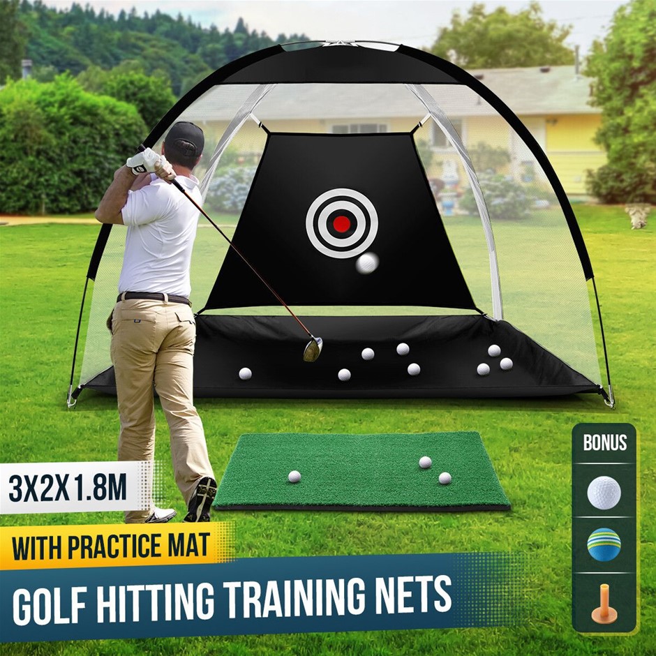 Golf Practice Net Hitting Mat Target Set Training Aid Indoor Outdoor