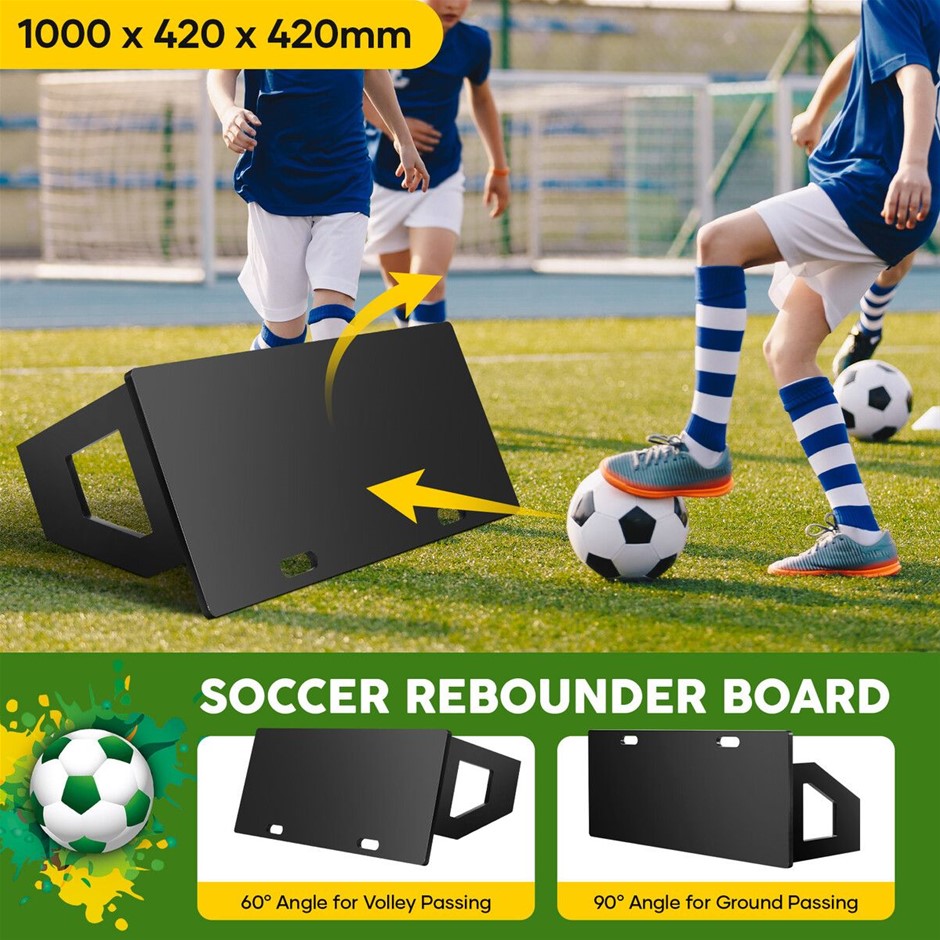 Soccer Ball Rebounder Board Kick Back Wall Football Aid 2 Angle 100x42cm