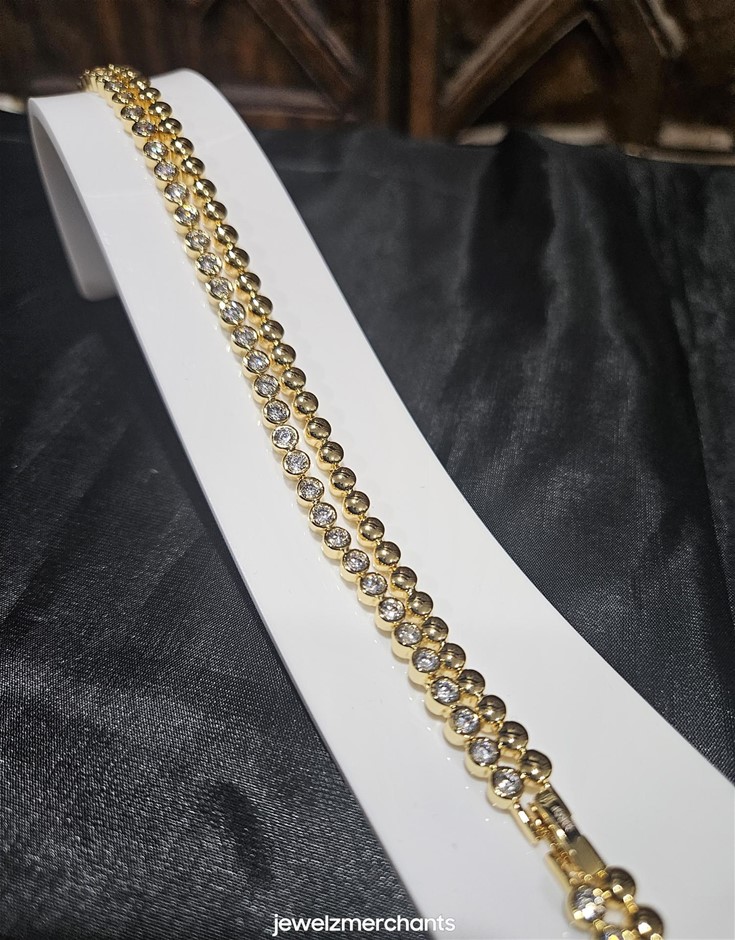 18k/Italy Stamped Yellow Gold Filled Bracelet -18.5cm