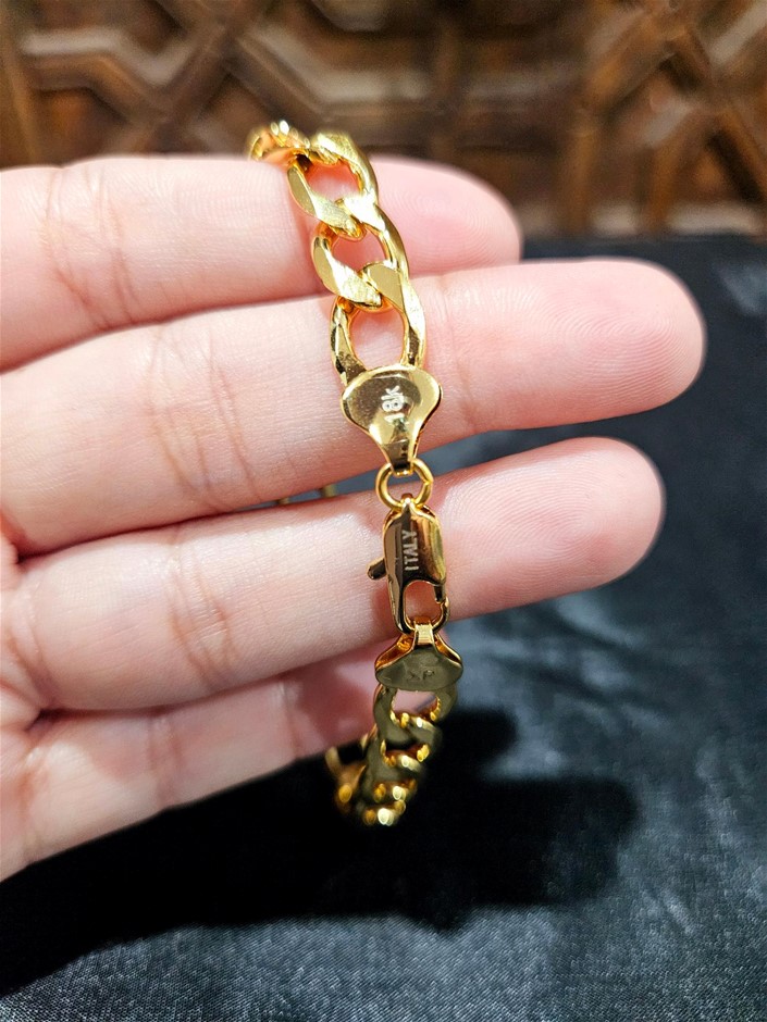 18k Italy Stamped Yellow Gold Filled Bracelet-Quality Guarantee-20cm