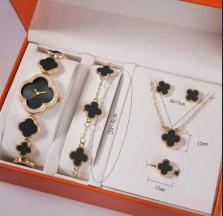 Jewelz Merchants Gold & Black 5-Piece Clover Jewellery Set – FREE $10 Box
