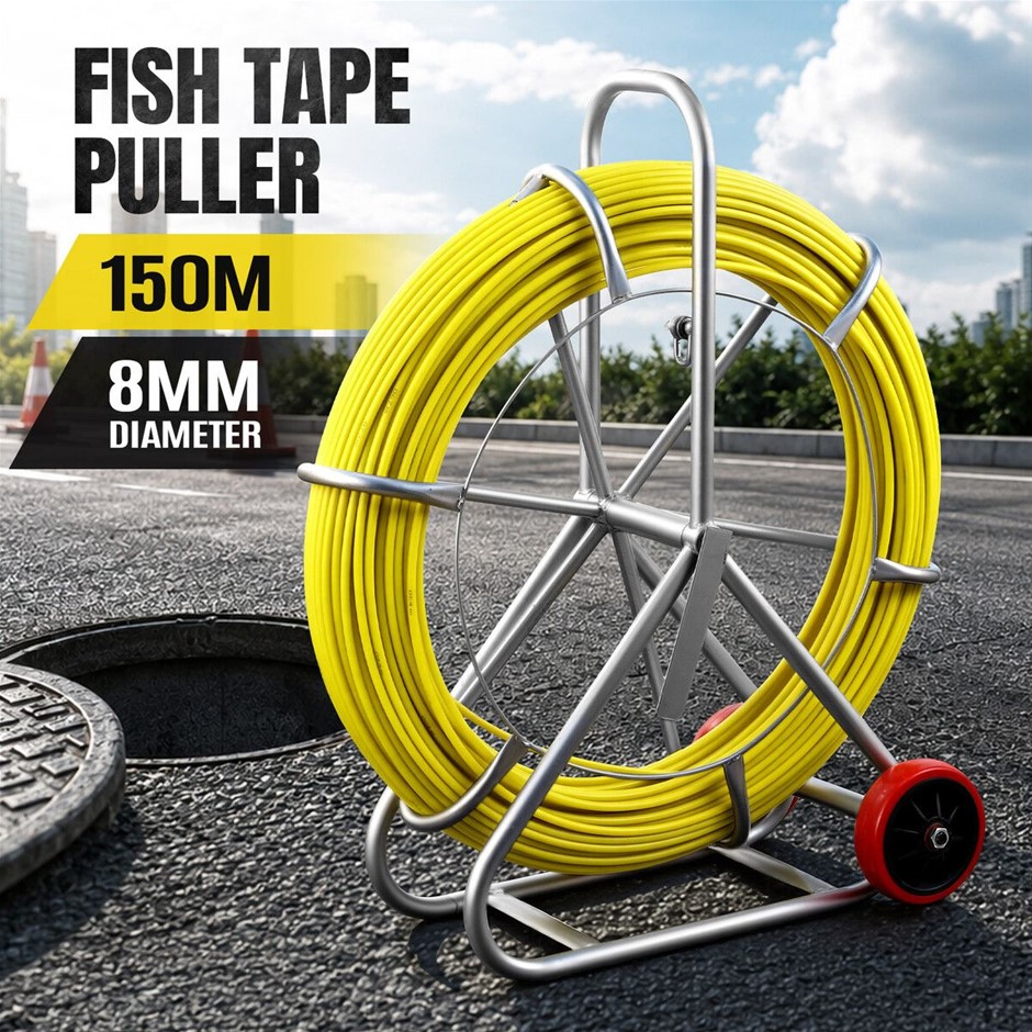 150m x 8mm Fiberglass Fish Tape Cable Puller Duct Rodder Non Brake Reel