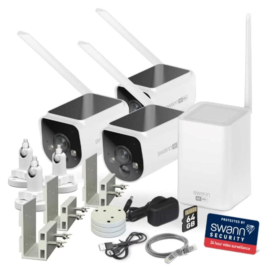 SWANN MaxRanger 4K Solar 3 Camera Security System SWNVK-MAXV2SD3GM-AU. Buy