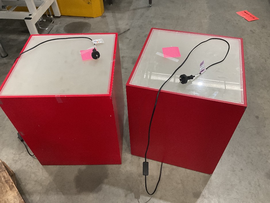 <p>Two Illuminated Display Pedestals</p>