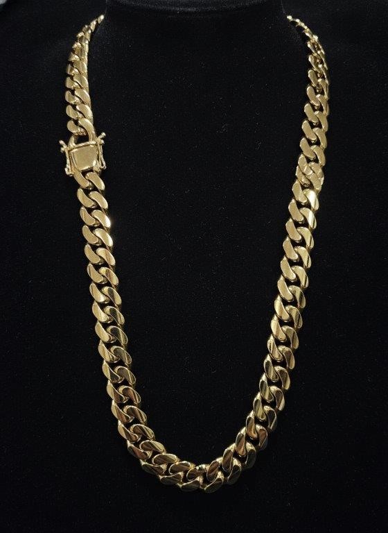 18K-Stamped Yellow Gold Filled Cuban Chain -55cm-15mm-Bonus Gift