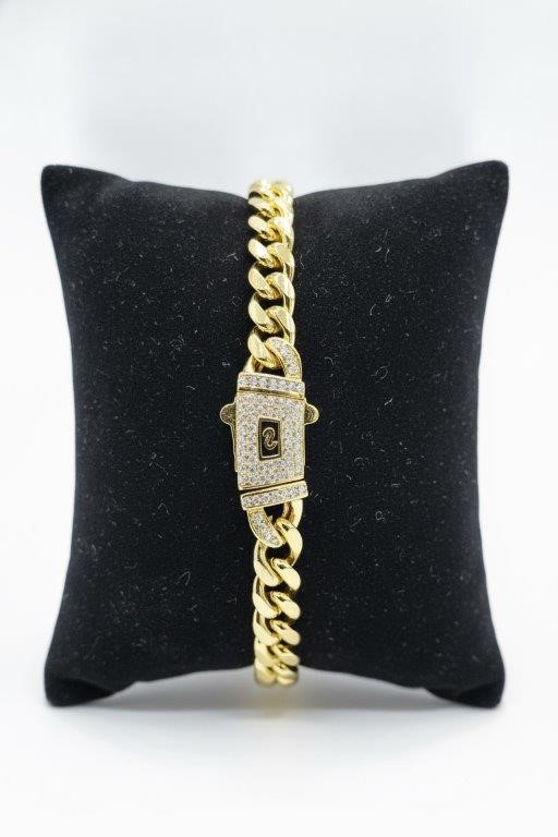 14K-Stamped Yellow Gold Filled Cuban Bracelet -20cm-6mm-Bonus Gift