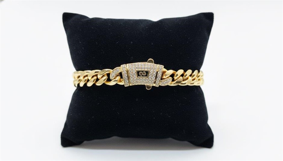14K-Stamped Yellow Gold Filled Cuban Bracelet -20cm-10mm-Bonus Gift