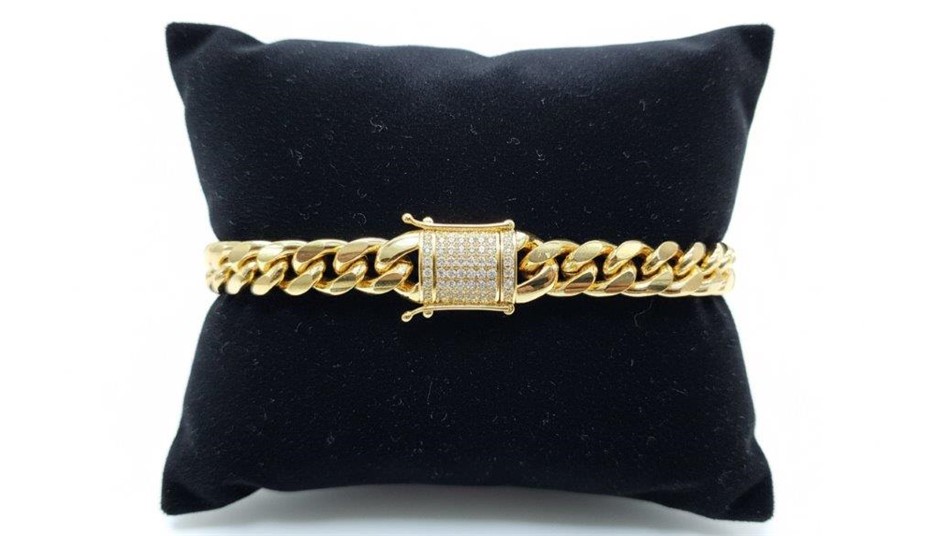 14K-Stamped Yellow Gold Filled Cuban Bracelet -17.5cm-10mm-Bonus Gift