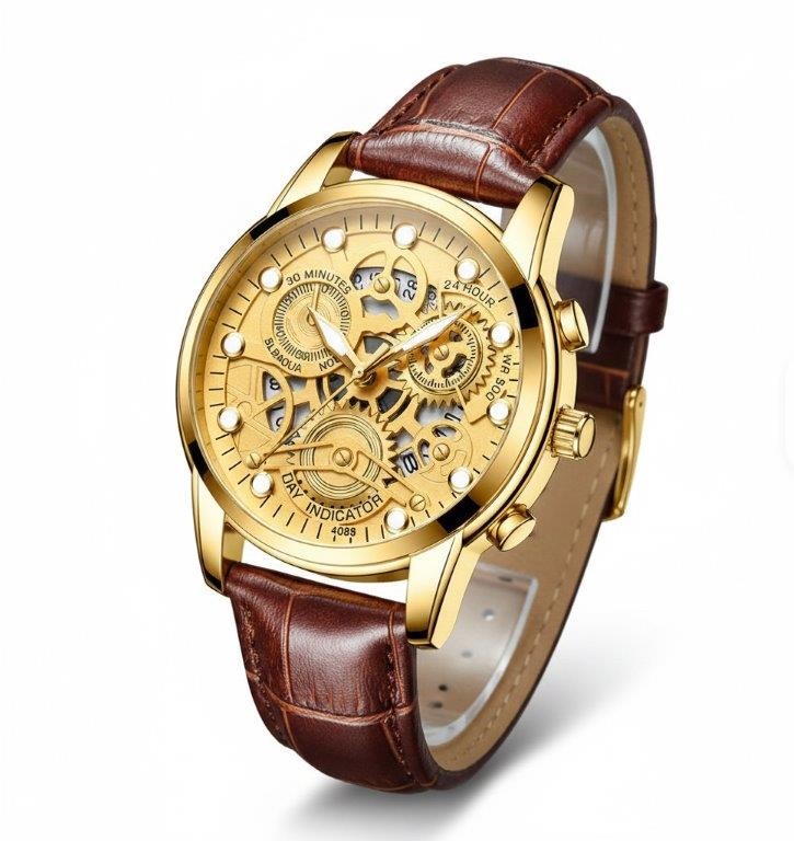 Jewelz Merchants Men’s Gold-Tone Skeleton-Style Watch -Father’s Day Special