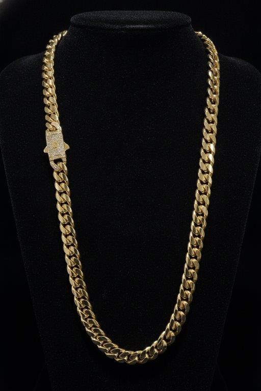 14K-Stamped Yellow Gold Filled Cuban Chain -50cm-12mm-Bonus Gift