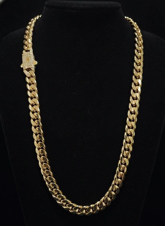 14K-Stamped Yellow Gold Filled Cuban Chain -60cm-10mm-Bonus Gift
