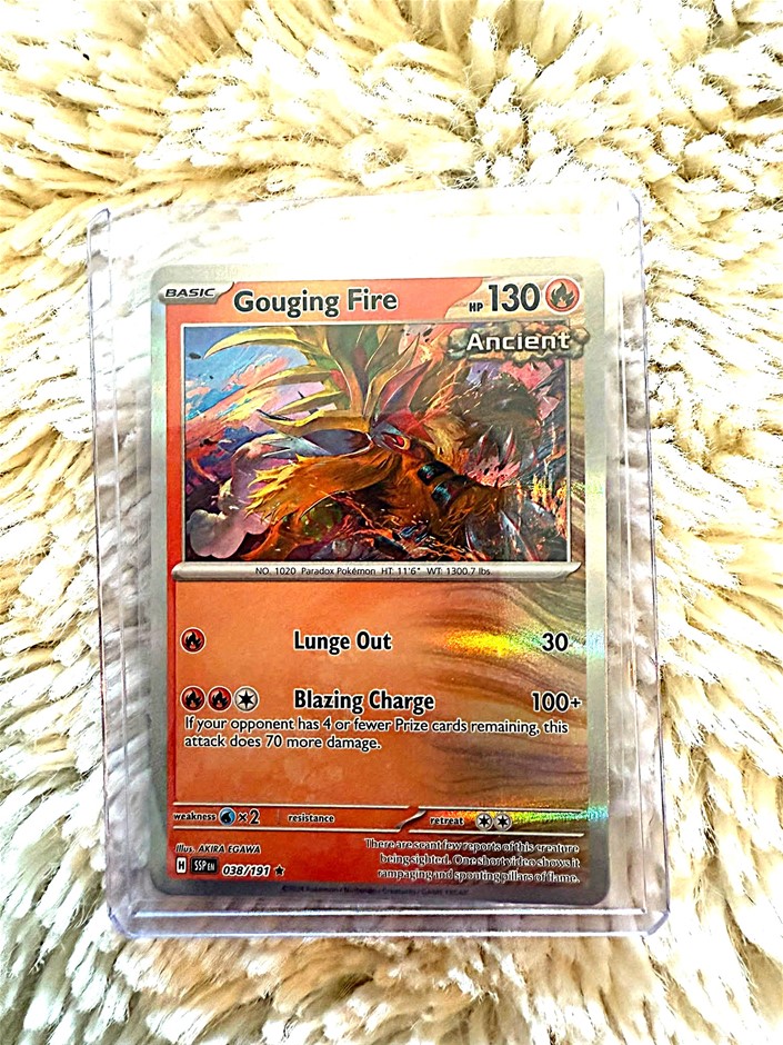 English Gouging Fire 038/191 Reverse Holo Ancient Pokémon Card.