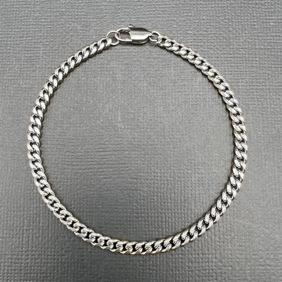 Silver-Filled Cuban Link Chain Bracelet, 4MM Wide - 20.3cm