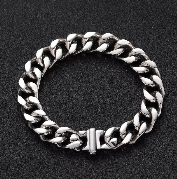 Silver-Filled Cuban Link Chain Bracelet, 10MM Wide - 22.8cm