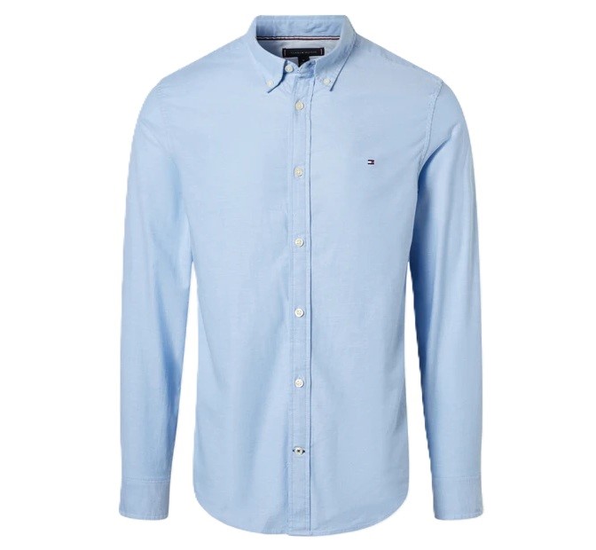 TOMMY HILFIGER Men's Stretch OG Oxford Shirt, Size L, 98% Cotton, Sky Blue