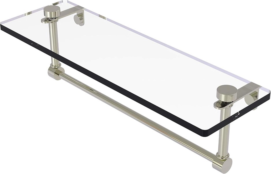 ALLIED BRASS 16 Inch Glass Vanity Shelf with Integrated Towel Bar, NS-1/16T