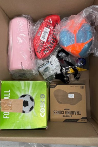Assorted box of Gym/Sports Items incl: Balls, Roller, Training cones and mo