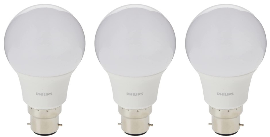 3x Philips 470 Lumen BC LED Bulb, Warm White 5.5W