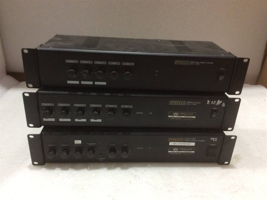 Redback A4033B, A4046A & A4375 Public Address Amplifiers (Lot of 3)