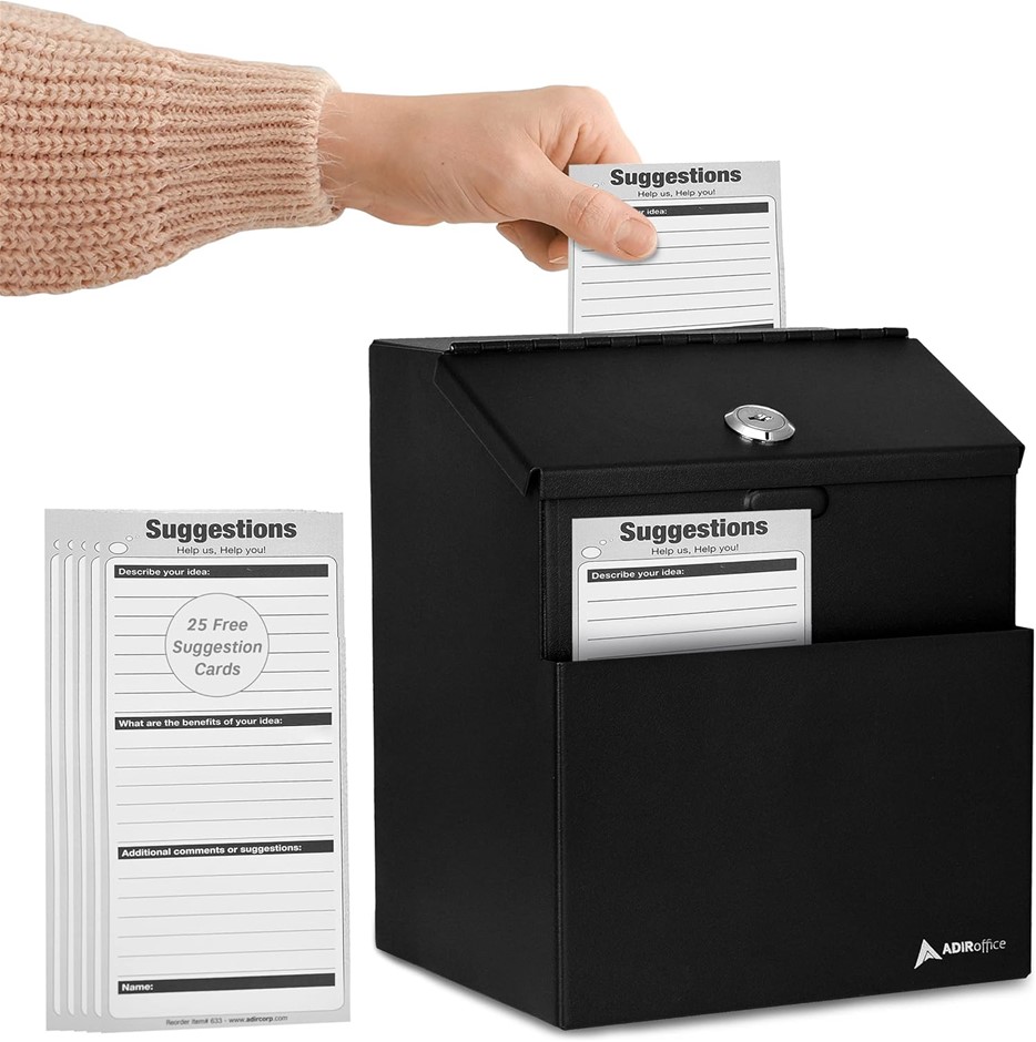 3 X Adir Corp. Wall Mountable Steel Suggestion Box With Lock - Donation & C