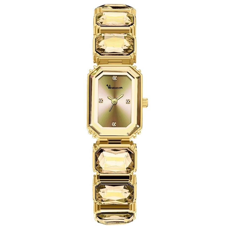 Luxury Women's Cubic Zirconia Encrusted Quartz Watch - Gold