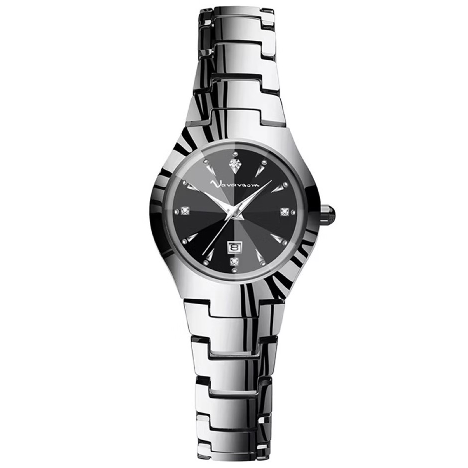 Women's Crystal Encrusted Luxe Quartz Watch with Metal Strap - Silver