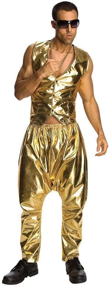 RUBIE'S Men's Costume Mc Hammer Lame Rapper Gold Parachute Pants, 9057. Bu