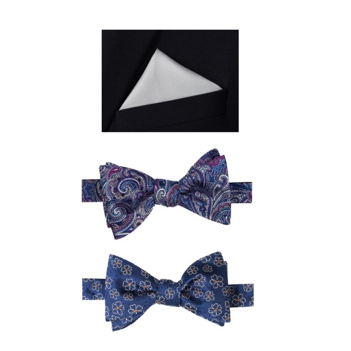 3 x Men's Bow Ties & Pocket Square, Incl: DAVID JONES & JAMES HARPER. Buye