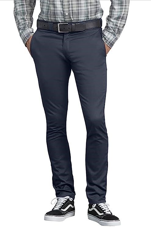 DICKIES Men's Skinny Fit Straight Leg Flex Work Pant, Size 28x32, Cotton/Po