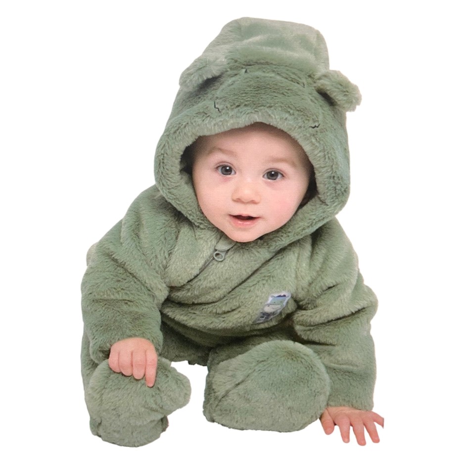 PEKKLE Baby's 1pc Onesie, Size 3M (000), Olive/Hippo. Buyers Note - Discou