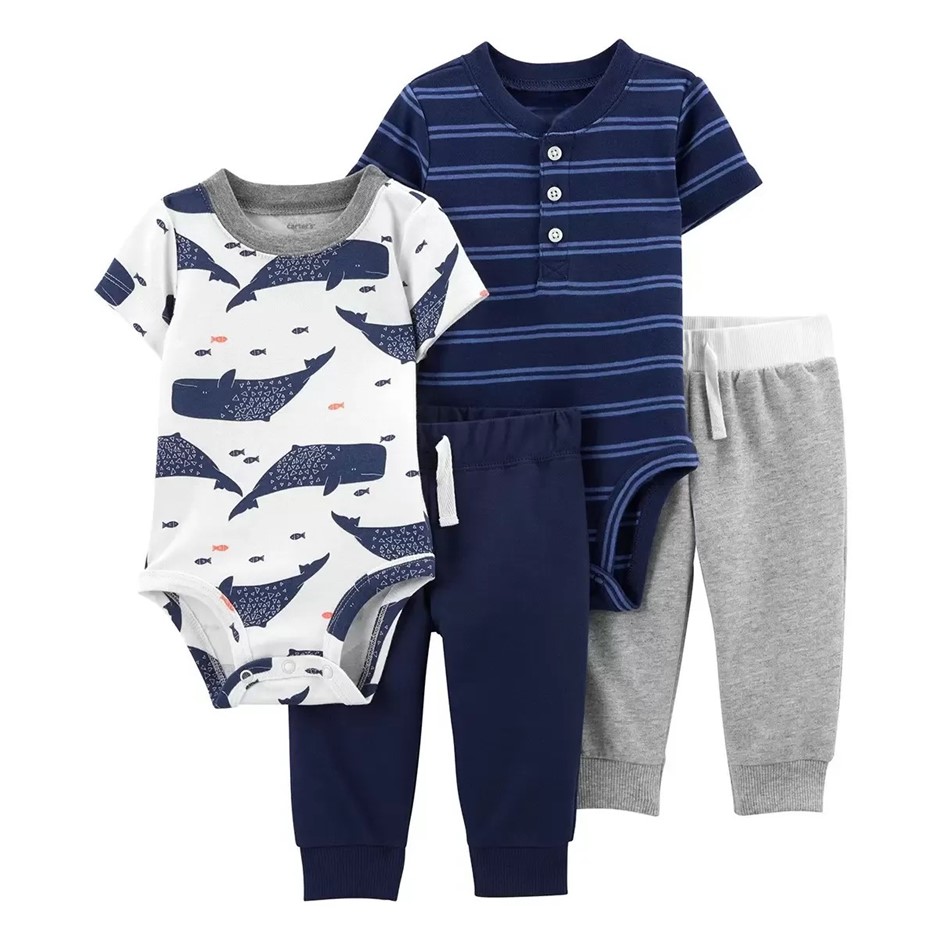 2 x CARTER'S Baby's 4pc Clothing Set, Size 3M, Sea, 1N326610. Buyers Note